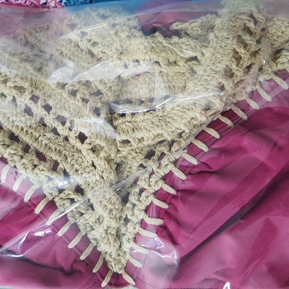 The Bikini lab bikini top fuscha/burgundy/purple with neutral crochet si… - Picture 9 of 9